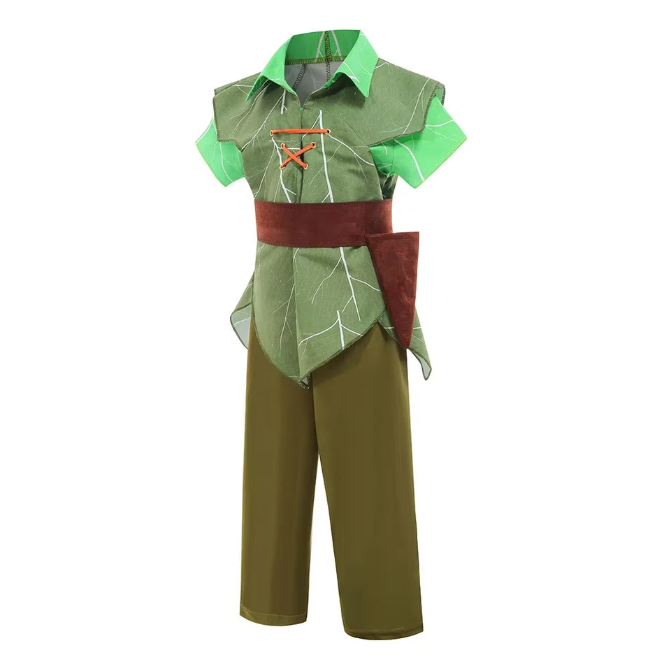 Kids Peter Pan Costume Cosplay Elf Fancy Dress Boys Girls Book Week Party Outfit - Image 4 of 4