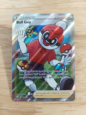 how to get ball guy rare league card 065/072 Shining Fates NM Full Art Ultra Pokemon Ball Guy - 057/072 (Reverse