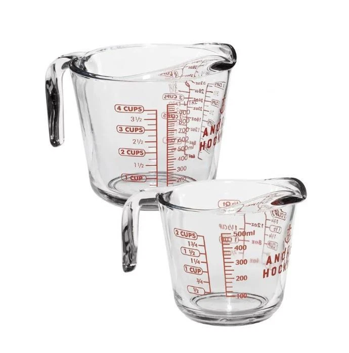NEW ANCHOR HOCKING 2 PIECE TEMPERED GLASS MEASURING CUPS 16OZ 32 OZ CUP 1216061