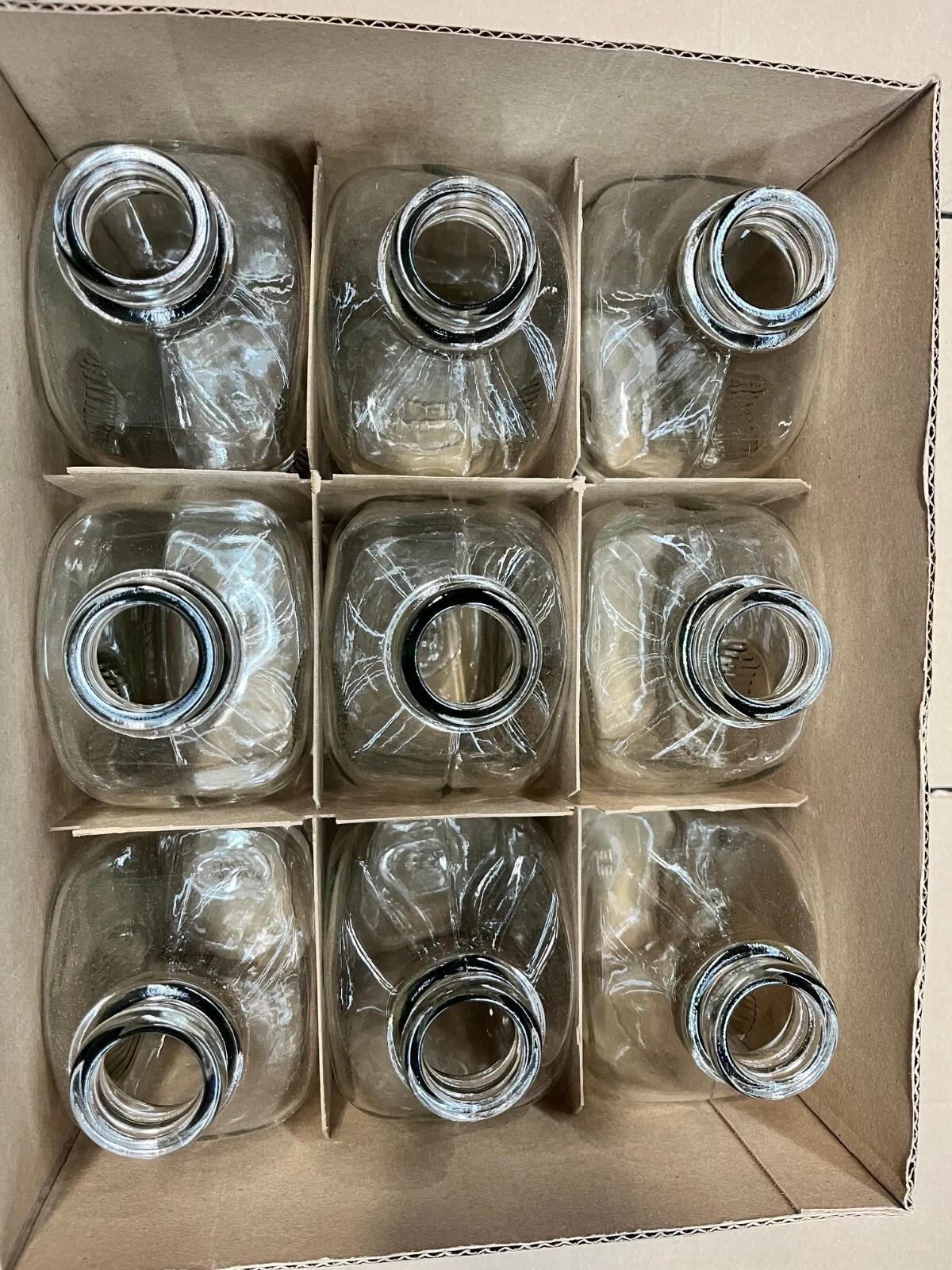 9 new 1/2 gallon glass milk jars with lids from out of business dairy
Opens in a new window or tab