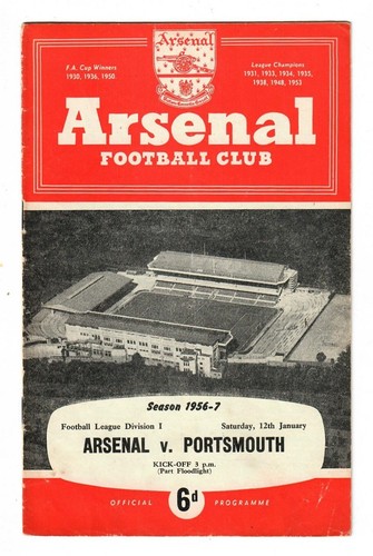 Arsenal v Portsmouth - 1956-57 First Division - Football Programme