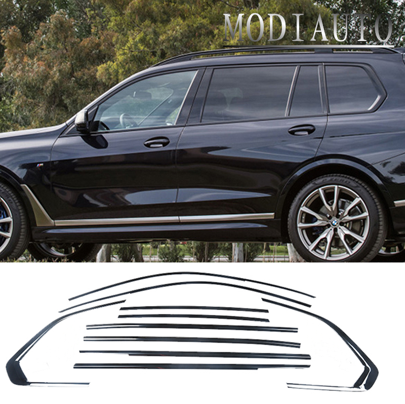 Fit For BMW X7 2019-2025 black steel Car Window frame Strip Cover Trim Decor 10x