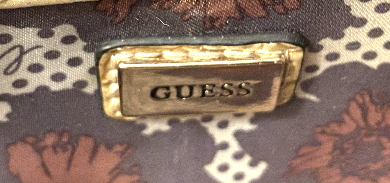 Guess Handbag Purse Black Brown & Tan Patent Leat… - image 8