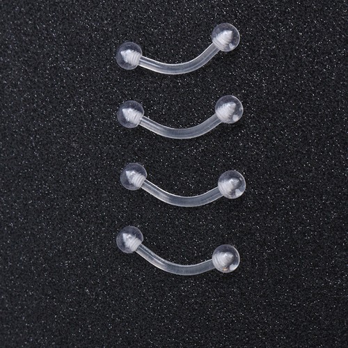 Bulk 6mm-12mm Acrylic Clear Ball Barbell Curved Eyebrow Ring Bar Body Piercing - Picture 4 of 8