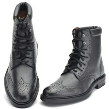 Men's Scottish Black Leather Ghillie Brogues Kilt Shoes Boots Christmas Gift