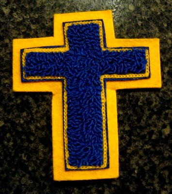 Royal Blue Chenille w/ Athletic Gold Felt Letterman Jacket Patches Crafts Sports