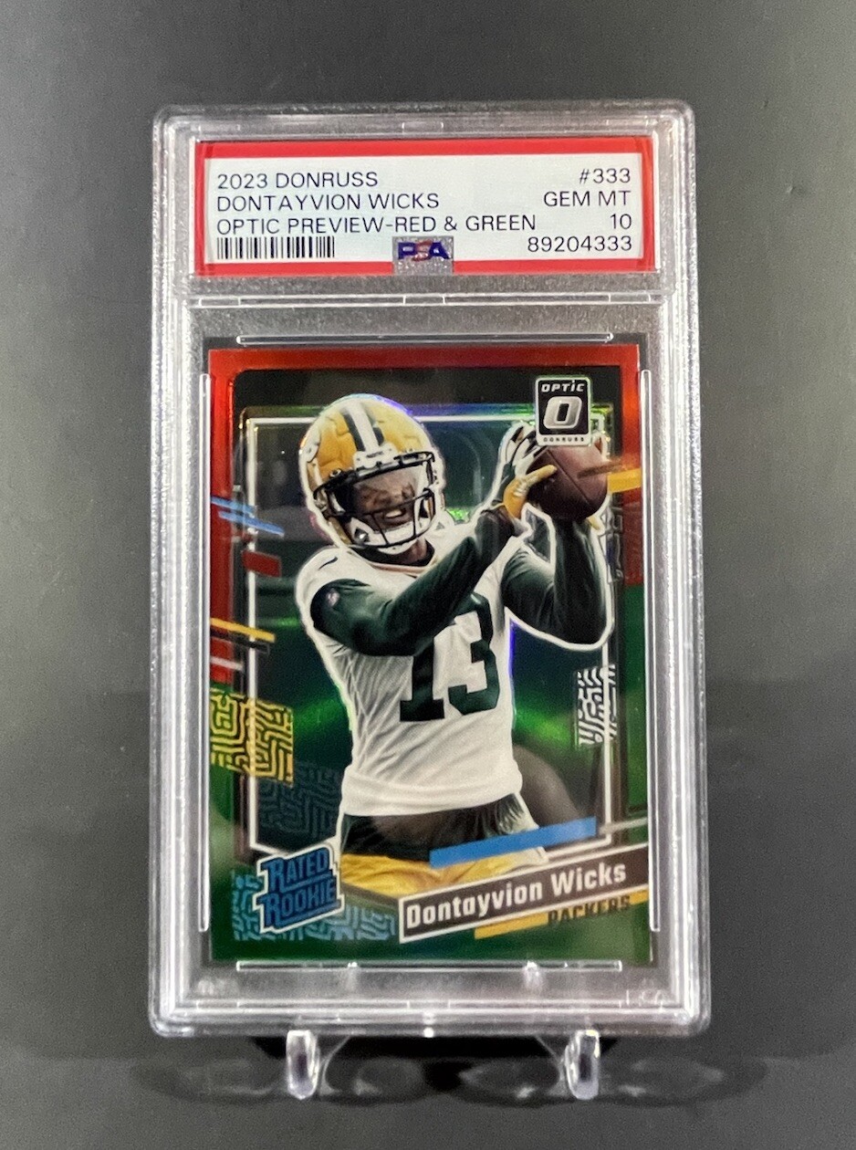 Dontayvion Wicks Panini Donruss #333 Preview Red/Green Optic