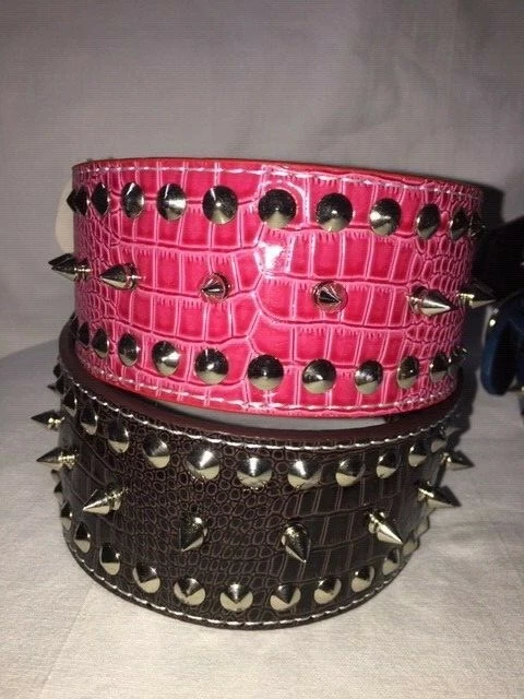24 «L собаки воротник с заклепками шипы заклепки PU кожаный 2,15» W питбуль мастиф M L и XL - Изображение 2 из 4