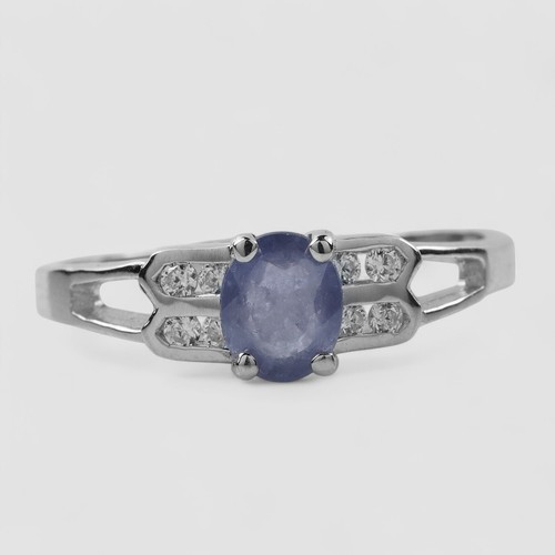 Siam! Pastel Blue Sapphire 925 Sterling Silver White Gold Plated Rings Size 5.75 - Imagen 2 de 8