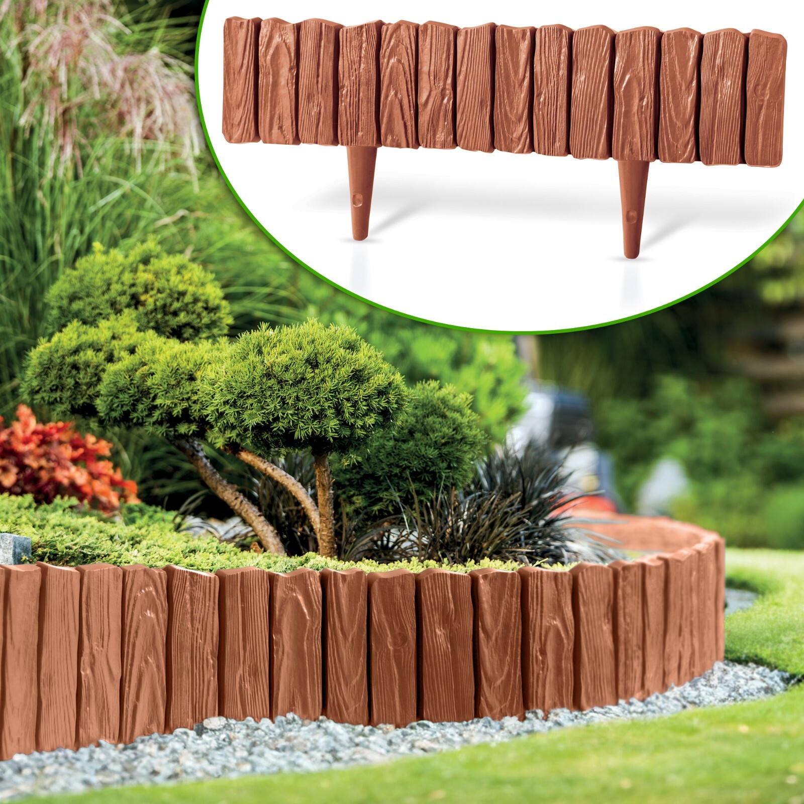 WoodPalisade Rasenkante Gartenpalisade Palisade Beetumrandung Holz