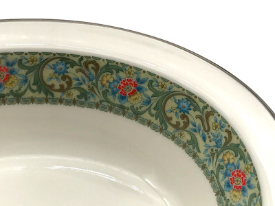 Noritake ISOLDE #7019 Oval Vegetable Serving Bowl Japan Silver Trim 10 x 7.5'' #2