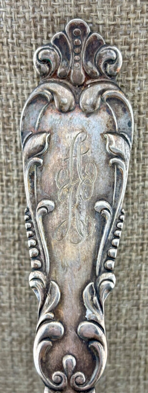 Holmes & Edwards Silver-plate Soup Ladle Large 9”  Engraved "AK"