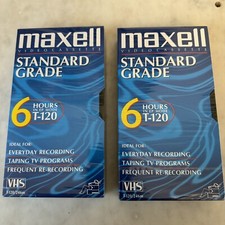 Lot of 2 MAXELL VHS Video Cassette 6 Hr Standard Grade T-120 Blank Sealed Tapes