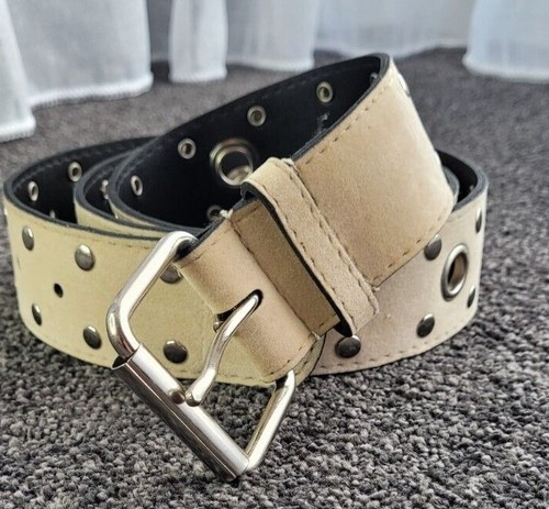 NOW Velvet Style Belt PVC Round Studs, XL, Waist size 92-102cm (Cream & Tan) - Picture 12 of 13