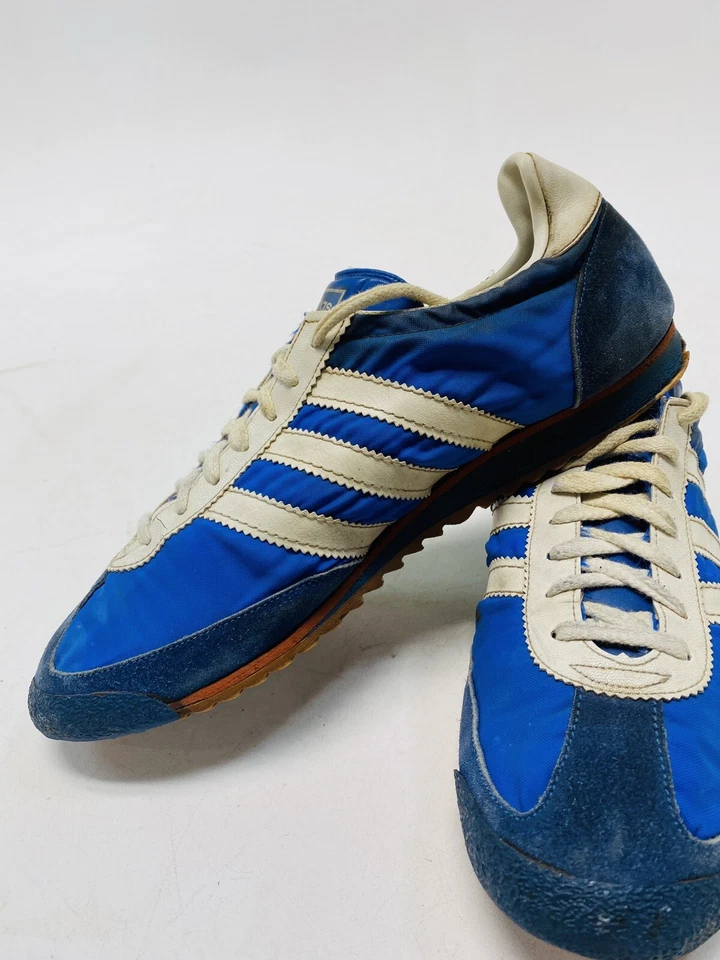 70's Adidas West Germany Royal Blue Nylon & Suede Sneakers Vintage M size 9 RARE - Image 4 of 4