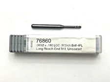 Harvey Tool 76860 .060" diam.x.180" LOC - 4 flute ball carbide endmill uncoated