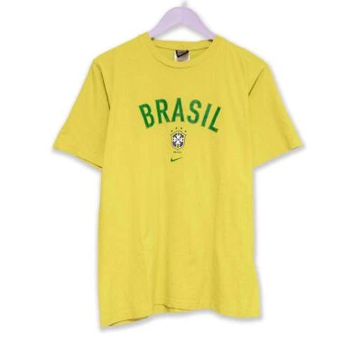 T-Shirt Nike Vintage Brasil Jaune Et Vert Années 90 Homme Taille M - Photo 1/4