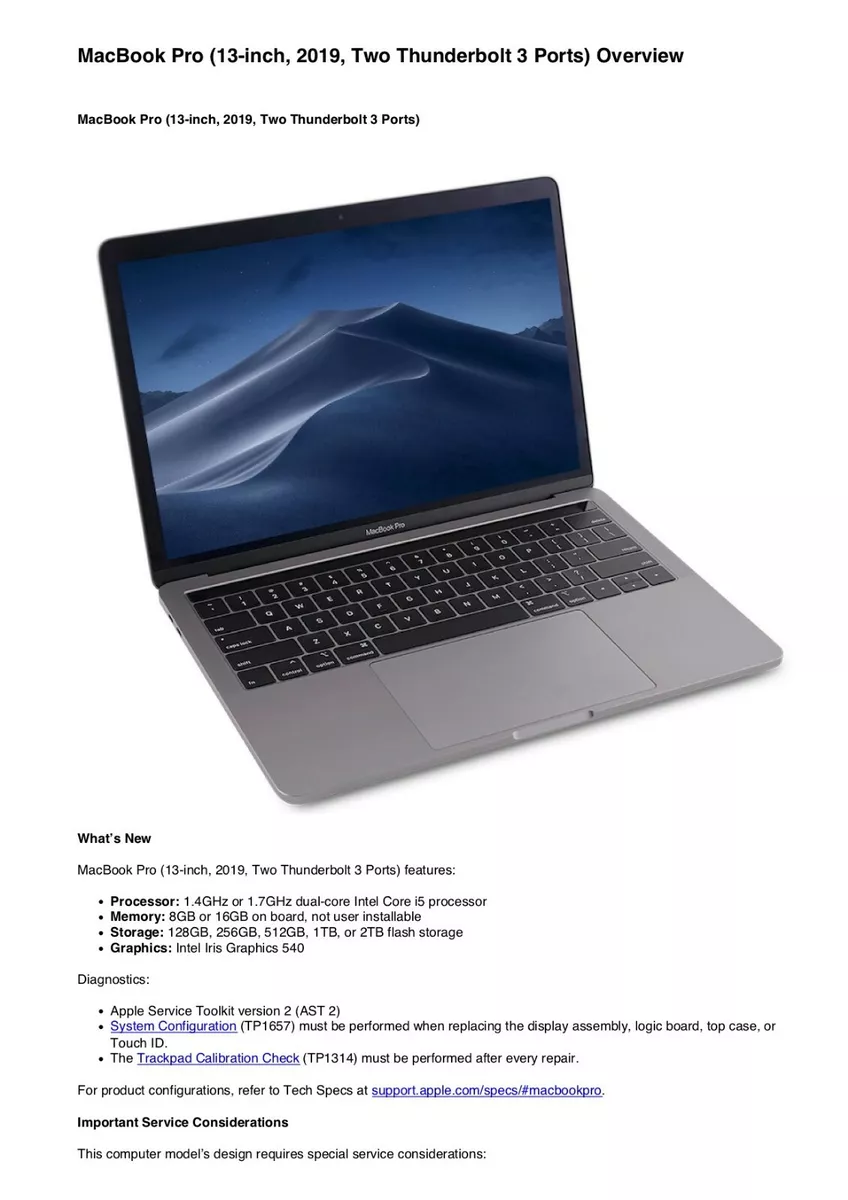 MacBook Air Retina 13 inch 2018 Technical Service Guide to Repairing PDF  file