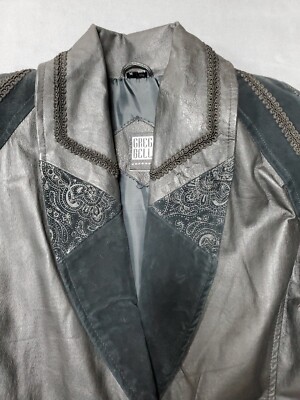 VTG 80's 90's Greg Bell Black Genuine Leather Trench Coat Jacket