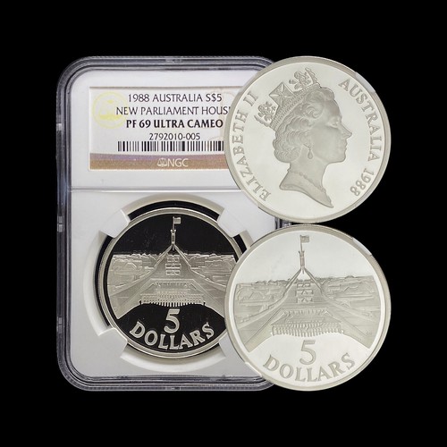 AUSTRALIA. 1988, 5 Dollars, Silver - NGC PF69 - TOP POP 🥇 Parliament - Picture 8 of 8
