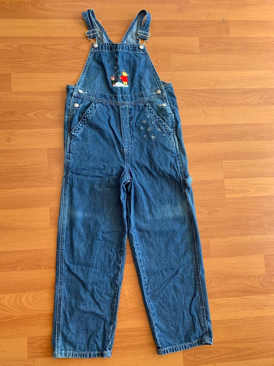 Vintage Disney Store Winnie The Pooh Overalls Denim Blue Jean Bib  display picture 1