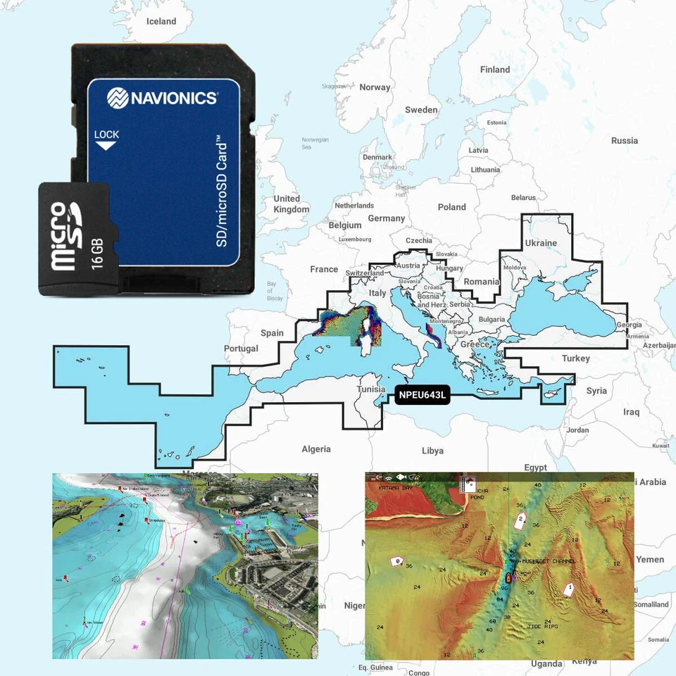 Tarjeta mapa Navionics Platinum Plus 2026 mapa Mediterráneo y Mar Negro - Imagen 1 de 4