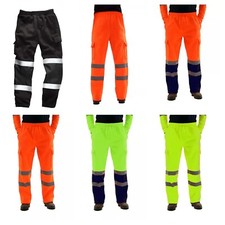 Hi Viz Vis Jogger Trousers Jogging Bottoms Safety Work Joggers Sweat Pants S-5XL