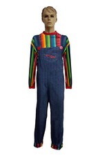 Mens Halloween Killer Doll Fancy Dress Costume Adult Horror Chucky Style Outfit