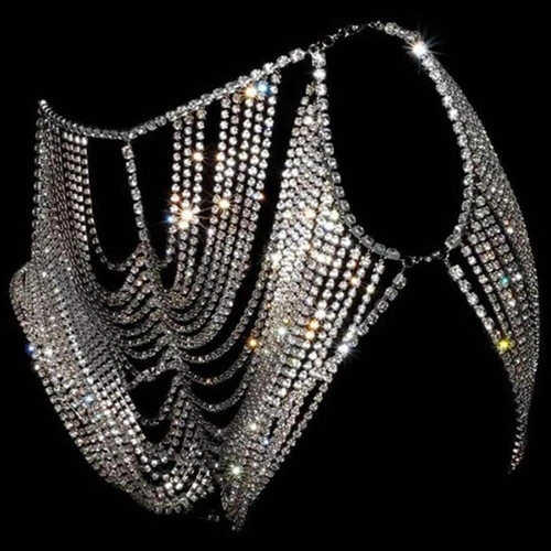 Ropa interior de cadena de cadera con estrás multicapa para mujer Joyería de playa Cuerpo Cadena Falda - Imagen 7 de 13