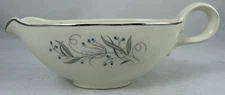 Homer Laughlin Gravy Boat Blue Buds Grey Leaves Platinum Rim MCM