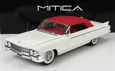 Mitica CADILLAC ELDORADO BIARRITZ CONVERTIBLE CLOSED 1962 WHITE BORDEAUX 1/18