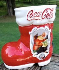 Red Ceramic Coca Cola Boot/ Santa 75th Anniversary