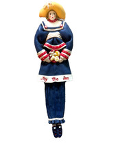 18" Wall Hanging "By The Sea" Folk Art Girl in Vintage Swimwear Cynthia Madrid