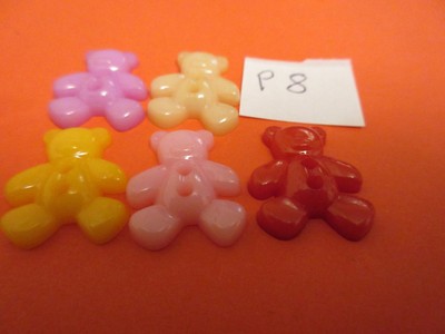  5 Teddybär Knöpfe 15mm Baby Basteln Nähen Stricken Häkeln P8