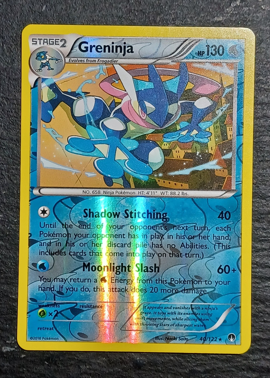 Greninja 40/122 Reverse Holo BREAKpoint Pokemon Card Quajutsu Rare P.F. -    A-6