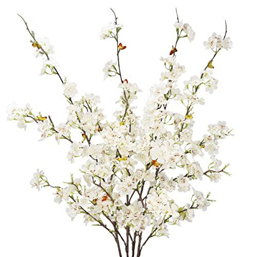 4pcs Artificial Cherry Blossom Flower Branches, 39.4" Fake Silk Pink Cherry - Picture 2 of 7
