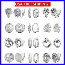 12 Pairs Clip On Earrings for Women Cute Earring Crystal Pearl Stud Charming ...