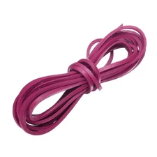 Flat Leather Cord, 3.3 Yard 3mm Leather String Strips for DIY Crafts Rose Red