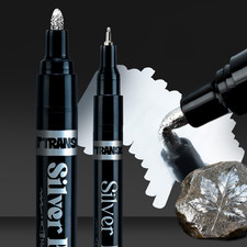 TRANSON 2Pcs Liquid Chrome Markers with Silver Paint Pens Medium and Fine Tips w