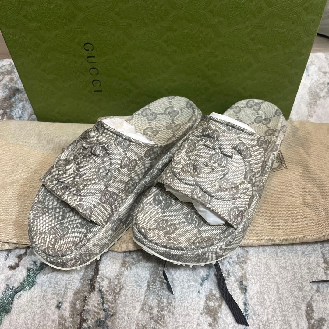 GUCCI Gg All Over Pattern Interlocking Sandals Si… - image 1