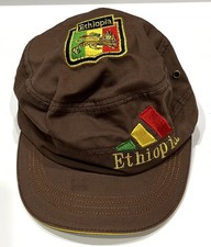 Ethiopia Lion of Judah Rasta Flag Cadet Military Cap Hat Brown 100 Cotton