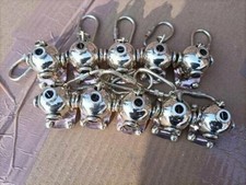 LOT OF 10 SOLID BRASS DIVE KEY CHAIN KEY RING SCUBA DIVING MINI DIVERS HELMET