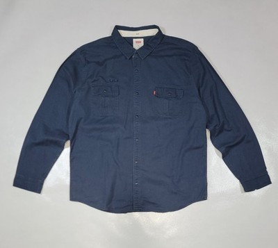 Levi s Men's Navy Blue Classic Button-Down Long-Sleeve Stretch Work Shirt
