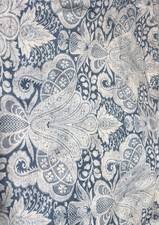 Pottery Barn Janelle Damask Full/Queen Duvet Cover Blue Scroll Paisley