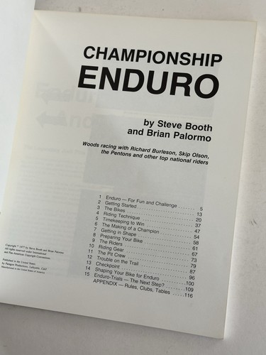CHAMPIONSHIP ENDURO by Steve Booth & Brian Palormo SC 1977 Dirt Biking, Paragon - Foto 3 di 10