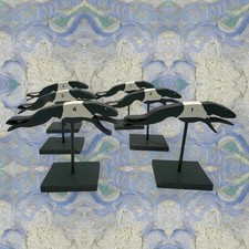 6 Handmade Wooden Greyhounds For Racing Games Derby Etc Numbered 1-6