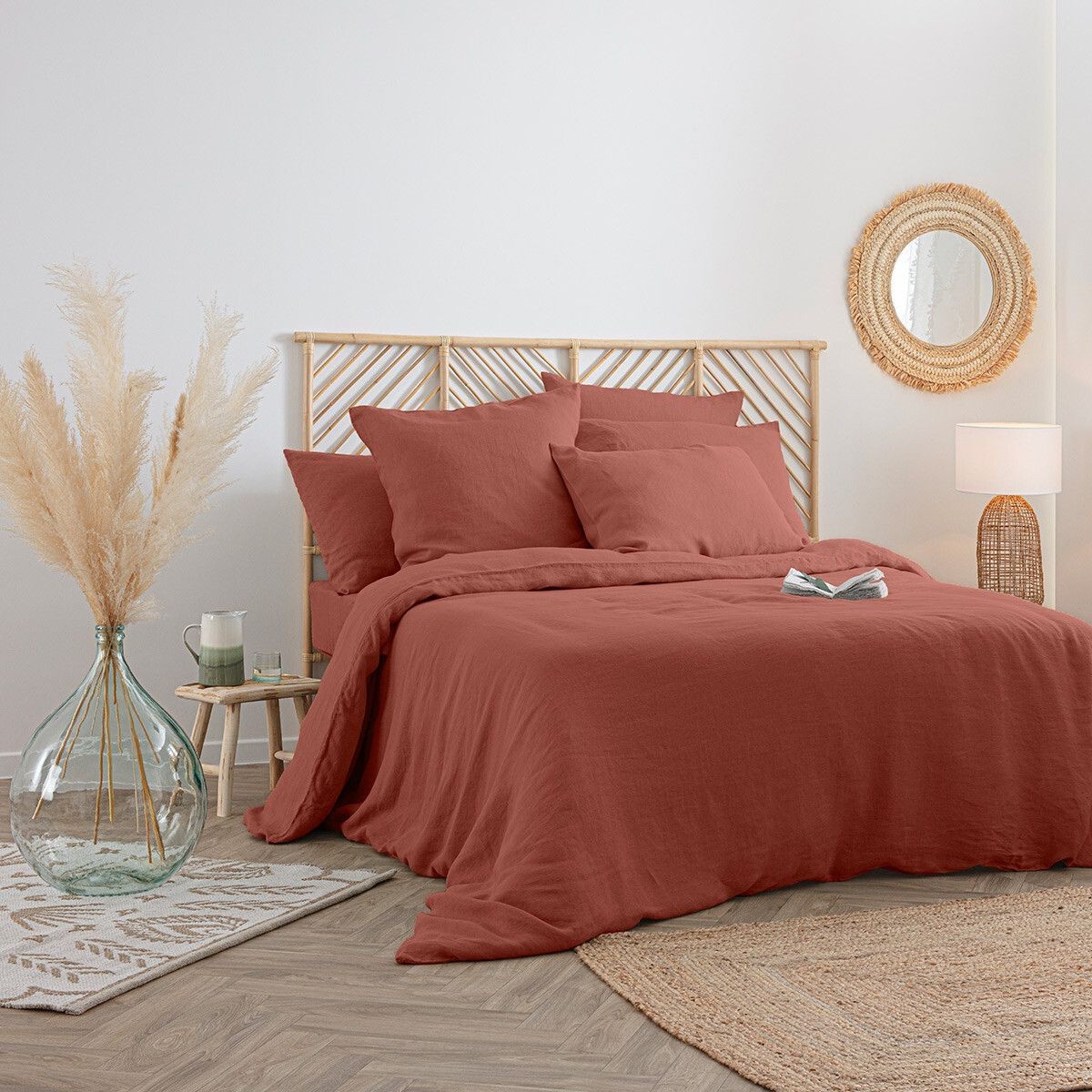 Housse de couette lin Adorable 260x240 terracotta pour une chambre bohème chic