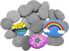 16 Pcs Painting Rocks Flat Kindness Rocks for DIY Arts Crafts Decorations