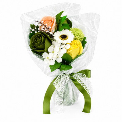 Seifenblumenstrauß Badeblumen Seifenrosen Geschenk Box Wellness Valentinstag Grü