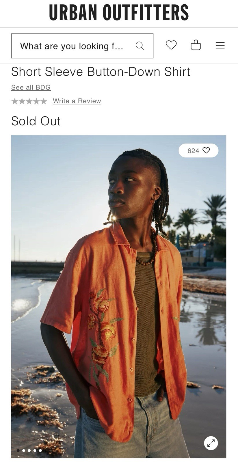 Urban Outfitters BDG Mens Short Sleeve Button Down Shirt - NWT Large Sold Out image 7
